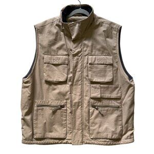Fieldmaster Mens Khaki Utility Vest XL Multiple Pockets Hiking Hunting Camping